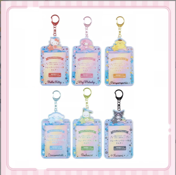 6pcs/set Sanrio Kuromi/cinnamoroll/ melody/pochacco/hello kitty/Purin  laser card cover keychain free shipping