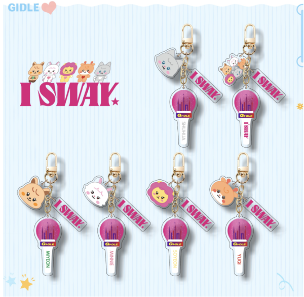7pcs/set (G)I-DLE I sway light glow keychain free shipping