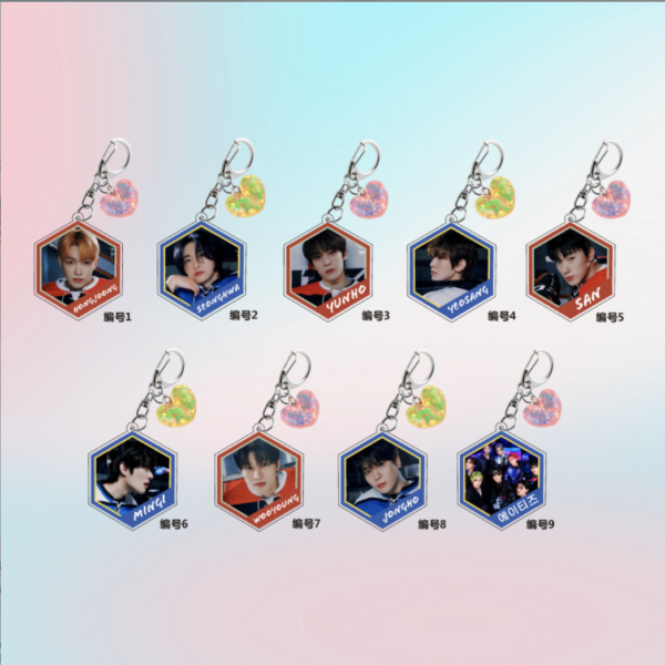 9pcs/set Ateez member keychain free shipping