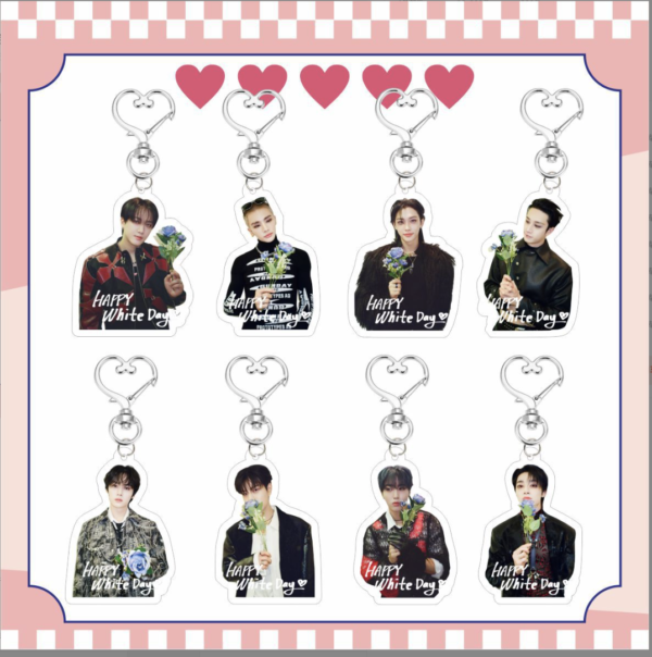 8pcs/set straykids white valentine keychain free shipping