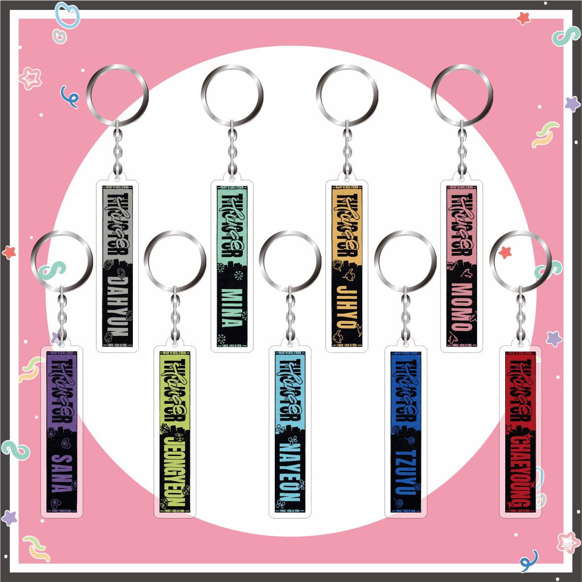 9pcs/set Twice name keychain free shipping