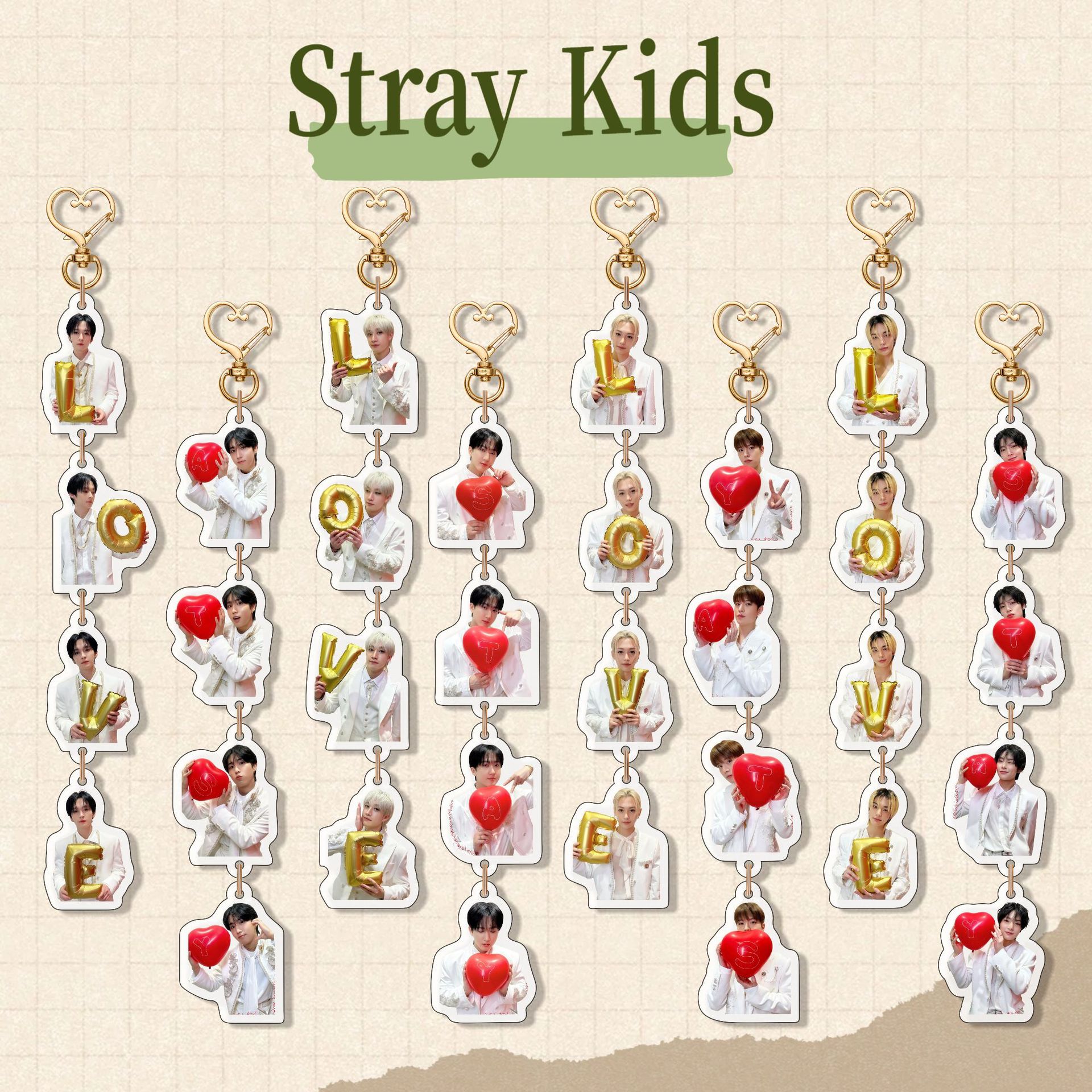 8pcs/set straykids keychain free shipping